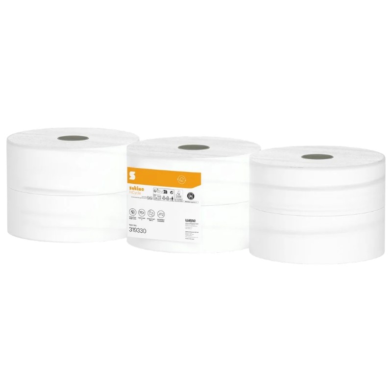 Satino HiCycle - Jumbo Toilettenpapier - 2-lagig - recycelt, weiß - 380 m - 6er-Packung (JT2)
